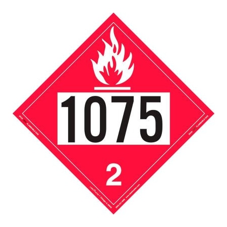 American Labelmark Co LabelMaster ZRV81075 Flammable Gas Placard, UN 1075, Rigid Vinyl, 25/Pack ZRV81075